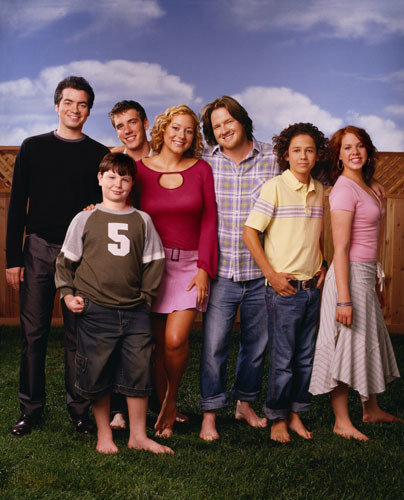 "Grounded for Life"
Pictured (left to right):  Kevin Fitzgerald Corrigan as Eddie Finnerty, Jake Burbage as Henry Finnerty, Brett Harrison as Brad O'Keefe, Megyn Price as Claudia Finnerty, Donal Logue as Sean Finnerty, Griffin Frazen as Jimmy Finnerty,   Lynsey Bartilson as Lily Finnerty.
Photo Credit: ©The WB/ Andrew Eccles.