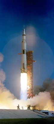 Apollo 11 lifts off from launch complex 39A at the Kennedy Space Center.