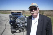 Picture Shows: Richard Mitchell with his 1930 Stutz Model M Supercharged Coupe