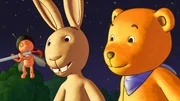 Mondbär und seine Freunde Hase und Marienkäfer.