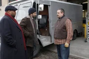 LAW & ORDER -- "Bailout" Episode 1915 -- Pictured: Anthony Anderson as Det. Kevin Bernard, Jeremy Sisto as Det. Cyrus Lupo, Frank Pando as Silvio Mangiafico -- NBC Photo: Will Hart