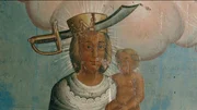 Bilddarstellung der Neukirchener Madonna mit dem gespaltenen Haupt.