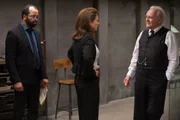 Von links nach rechts: Bernard Lowe (Jeffrey Wright), Theresa Cullen (Sidse Babett Knudsen) und Dr. Robert Ford (Anthony Hopkins).