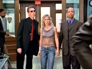 Munch (Richard Belzer, l.) und Tutuola (Ice-T) wissen nicht, was sie von Patricias (Amy Carlson) Geschichte halten sollen.