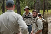 Close up of Forrest Galante meeting with members of the Thylacine search party.