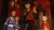 L-R: Katara, Sokka, Jet, Aang