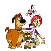 On top: Bunnicula (voiced by Chris Kattan)
Bottom, L-R: Harold (voiced by Brian Kimmet), Mina Monroe(voiced by Kari Wahlgren), Chester (voiced by Sean Astin)