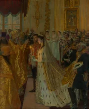 Die am 6. Juni 1872 geborene Prinzessin Alix von Hessen-Darmstadt bei ihrer Hochzeit mit dem Zar Nikolaus II.