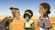 L-R: Sokka, Toph Beifong, Katara