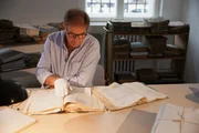 Picture Shows: Presenter Michael Barton in Munich Archives