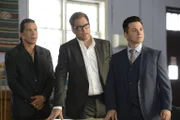 L-R: Makya "Mack" Begay (Nathaniel Arcand), Jason Bull (Michael Weatherly),  Benny Colón (Freddy Rodríguez)