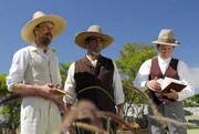 Eduard Seler (Thorsten Krohn, li.) und seine Kollegen Penafiel (Humberto Yañez, Mi.) und Carral (Eduardo Borbolla Malo) bei der Arbeit.