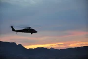 Nogales, Arizona, USA: Air & Marine blackhawk heliocopter. Immigrants trying the cross the border can be spotted from the air. When they are in danger of getting lost and dying of dehydration, Customs and border protection agents must find and save them.  The blackhawk heliocopters are also used to find drug smugglers.