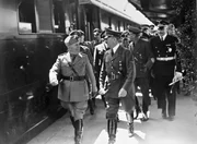 Mussolini bei Hitler in Deutschland, 1937.