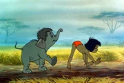 L-R: Hathi (J. Pat O'Malley), Mowgli (Bruce Reitherman)