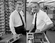 Bill Hewlett and David Packard on the manufacturing floor, 1963.