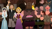 Cassandra (Eden Espinosa), Flynn (Zachary Levi), Rapunzel (Mandy Moore), Attila (Steven Blum), Hook Foot (Jeff Ross), Big Nose (Jeffery Tambor)
