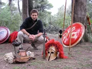 Picture Shows: Dr Michael Scott in Parnithia Forest with Koryvantes armour