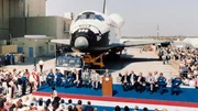 Robert Gibson meets Russian Astronaut. (NASA)