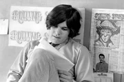 Co-founder and publisher of the popular culture biweekly magazine Rolling Stone typing in their offices, San Francisco, CA, 1968.