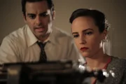 Leo Rosen and a code breaker at Arlington Hall during World War II.