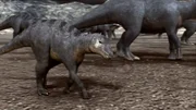 Aus der Sicht eines jungen Edmontosaurs wird in dieser Dokumentation die Flucht der Dinosaurier aus dem Eis erzählt.