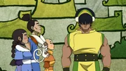 L-R: Actress Katara, Actor Sokka, Actress Aang, Actor Toph