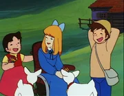 Clara genieüt ihre Zeit in den Bergen mit Heidi, Peter und den Ziegen.Â