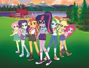 Sunset Shimmer, Sci-Twi, Rainbow Dash, Applejack, Pinkie Pie, Rarity, Fluttershy.