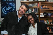 New York, N.Y. - Whoopi Goldberg and Neil deGrasse Tyson in his office at the American Museum of Natural History.