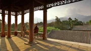 Blick auf den Tai Shan vom Großen Tempel des Berggottes.