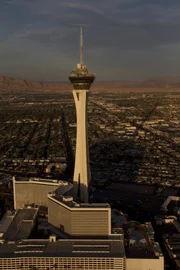 vertical photo closeup of the Stratosphere tower