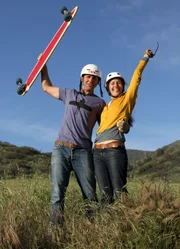 Annette Bruns und Oliver Spies mit Boards in Malibu / Los Angeles