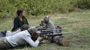 Rain, Bird, and Bam Brown on gun practice range.