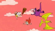 L-R: Bamm-Bamm, Pebbles, Dino