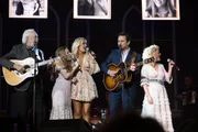 L-R: Ronny Cox as Gideon Claybourne, Maisy Stella as Daphne Conrad, Lennon Stella as Maddie Conrad, Charles Esten as Deacon Claybourne and Clare Bowen as Scarlett O'Connor.