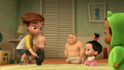 First on the left: Tim, second on the left: Boss Baby