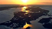 Sonnenaufgang bei der Inselgruppe Gulf Islands