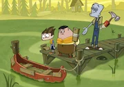 Campleiter Sawyer (re.) ist ein begnadeter Handwerker, doch Scotty (li.) und Kurt vertrauen seinen Fähigkeiten nicht wirklich.