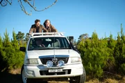 L-R: Hugh Knight (Rodger Corser), Ajax (Matt Castley).