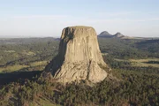 Closeup shot of Devil's Tower in the Black Hills.
