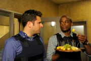 -- "Someone's Got A Woody" Episode 804 -- Pictured: (l-r) James Roday as Shawn Spencer, Dule Hill as Burt Guster -- (Photo by: Alan Zenuk/USA Network)