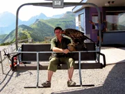 Norman Vögeli mit einem Steinadlerweibchen aus seiner Zucht