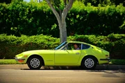 Datsun 240Z, wide shot of car, Mike in driver's seat.