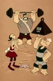 Ständig messen der hühnenhafte Bluto und Popeye ihre Kräfte, um Olivias Gunst zu erringen.