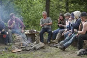 The Brown family eating ribs.