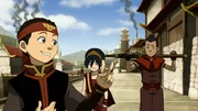L-R: Aang, Toph, Sokka