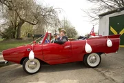 Mike Brewer and Edd China with the referbished Amphicar.