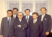 Das Mailüfterl Kernteam aus 1956: v.l.n.r. Rudolf Bodo, Kurt Walk, Heinz Zemanek, Eugen Mühldorf, Viktor Kudielka, Kurt Bandat.