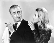 L-R: Dr. Parviz Kharmusi ( John Dehner), Azalea (Lola Albright)